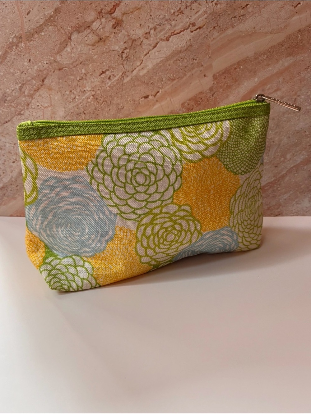Clinique Yellow Green Blue Floral Cosmetic Pouch